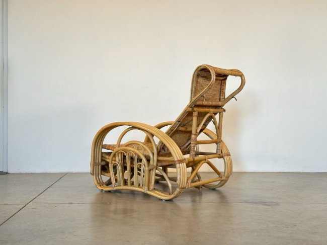 Coppia chaises longue bambù anni 80