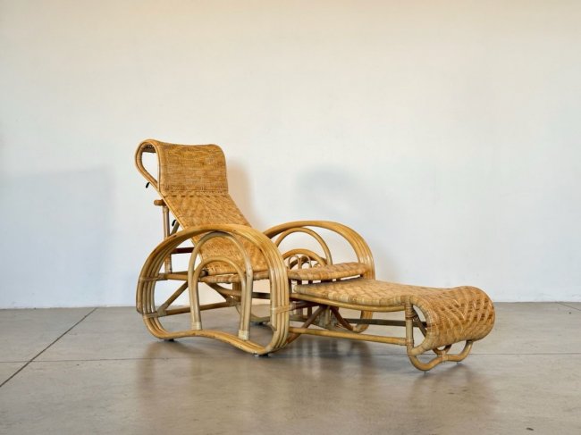 Coppia chaises longue bambù anni 80