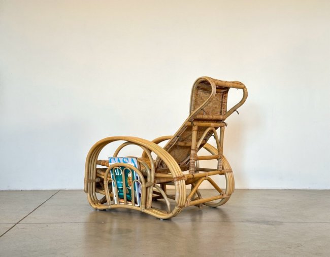 Coppia chaises longue bambù anni 80