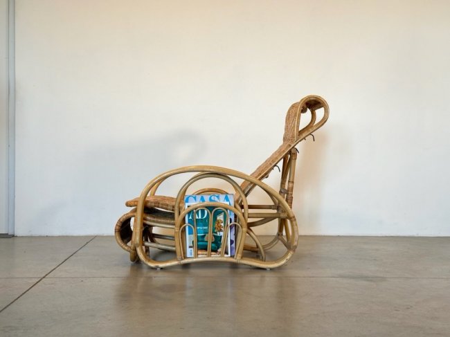 Coppia chaises longue bambù anni 80