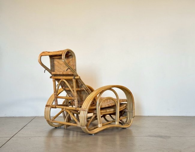 Coppia chaises longue bambù anni 80