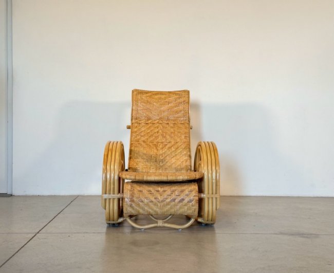 Coppia chaises longue bambù anni 80