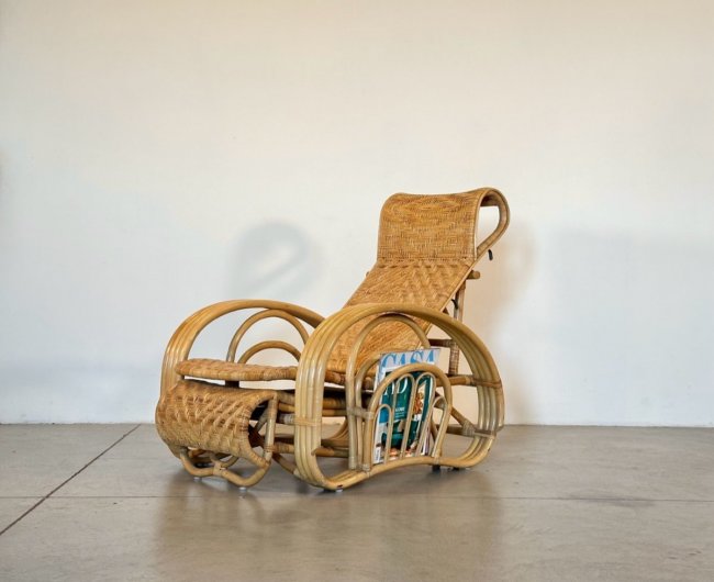 Coppia chaises longue bambù anni 80